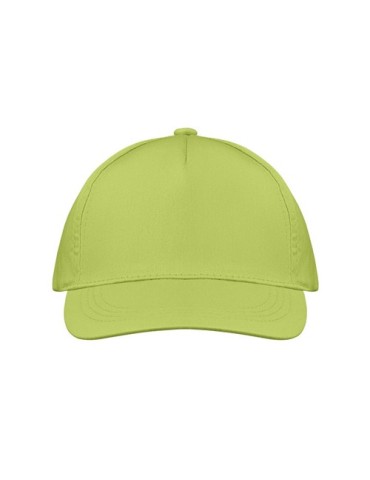 Casquette baseball 5 pans publicitaire personnalisée BUZZ Matières : coton Couleurs : vert citron cadeau collaborateur premium