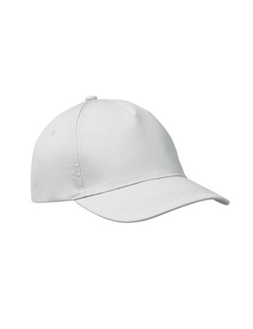 Casquette baseball 5 pans publicitaire personnalisée BUZZ Matières : coton Couleurs : blanc livraison express 24h 48h