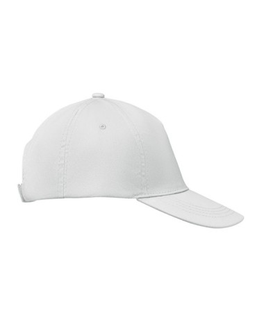 Casquette baseball 5 pans publicitaire personnalisée BUZZ Matières : coton Couleurs : blanc cadeau collaborateur premium