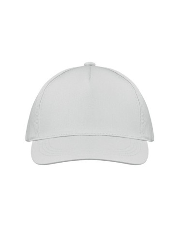 Casquette baseball 5 pans publicitaire personnalisée BUZZ Matières : coton Couleurs : blanc accessoire événementiel unique
