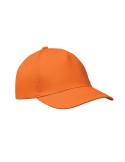 Casquette baseball 5 pans publicitaire personnalisée BUZZ Matières : coton Couleurs : orange cadeau entreprise pas cher