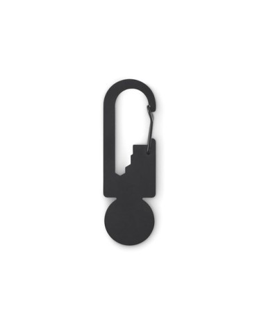 Porte-clés multifonctionnel publicitaire personnalisé MULTIKEY Couleurs : noir Matières : acier inoxydable recyclé impression ha
