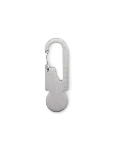 Porte-clés multifonctionnel publicitaire personnalisé MULTIKEY Couleurs : argenté Matières : acier inoxydable recyclé goodies pu