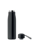 Bouteille double paroi personnalisée 500 ml CORDLE Couleurs : noir Matières : acier inoxydable recyclé impression logo haute qua