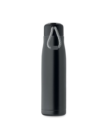 Bouteille double paroi personnalisée 500 ml CORDLE Couleurs : noir Matières : acier inoxydable recyclé goodies publicitaire évén
