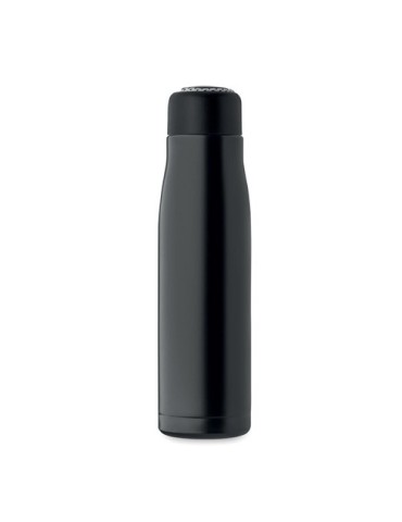 Bouteille double paroi personnalisée 500 ml CORDLE Couleurs : noir Matières : acier inoxydable recyclé cadeau collaborateur prem