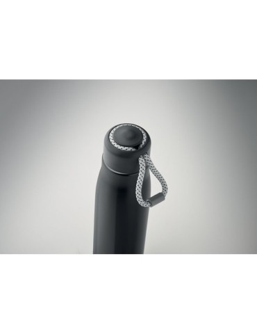 Bouteille double paroi personnalisée 500 ml CORDLE Couleurs : noir Matières : acier inoxydable recyclé objet publicitaire robust