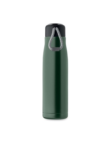 Bouteille double paroi personnalisée 500 ml CORDLE Couleurs : vert foncé Matières : acier inoxydable recyclé personnalisable ave