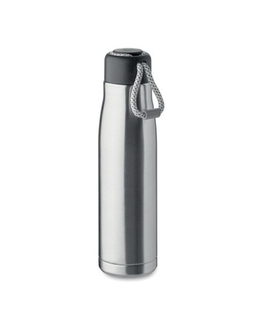 Bouteille double paroi personnalisée 500 ml CORDLE Couleurs : argenté mat Matières : acier inoxydable recyclé personnalisable av