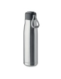 Bouteille double paroi personnalisée 500 ml CORDLE Couleurs : argenté mat Matières : acier inoxydable recyclé personnalisable av