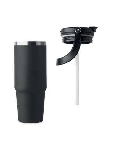 Gobelet double paroi personnalisé 850 ml SUMA HAND Couleurs : noir Matières : acier inoxydable recyclé marquage couleur éclatant