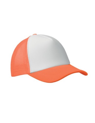 Casquette publicitaire personnalisée BUBBLE Matières : polyéthylène (PE) Couleurs : orange fluo objet promotionnel éco-responsab