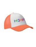 Casquette publicitaire personnalisée BUBBLE Matières : polyéthylène (PE) Couleurs : orange fluo impression haute définition