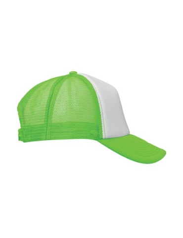 Casquette publicitaire personnalisée BUBBLE Matières : polyéthylène (PE) Couleurs : vert fluo marquage couleur éclatante