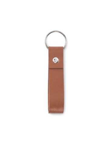 Porte-clés publicitaire à boucle en PU STROKEY MO2460 Matières : PU Couleurs : marron marquage laser ultra précis