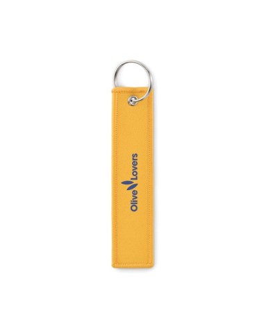 Porte-clés publicitaires personnalisés Key tag TAKEOFF Matières : PET Couleurs : jaune objet promo petit budget