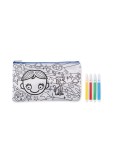 Trousse à crayons personnalisée avec feutres KIDDO Matières : PET Couleurs : bleu royal accessoire événementiel unique