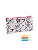Trousse à crayons personnalisée avec feutres KIDDO Matières : PET Couleurs : rose bébé personnalisable avec votre logo