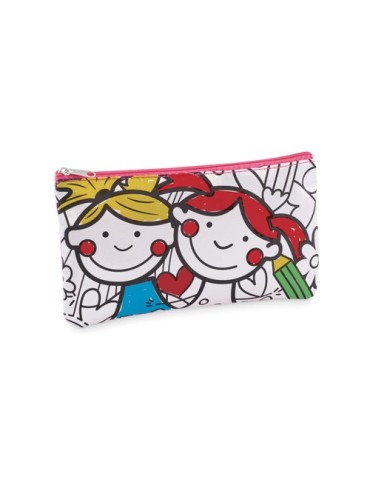 Trousse à crayons personnalisée avec feutres KIDDO Matières : PET Couleurs : rose bébé cadeau entreprise pas cher