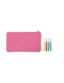 Trousse à crayons personnalisée avec feutres KIDDO Matières : PET Couleurs : rose bébé impression haute définition