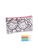 Trousse à crayons personnalisée avec feutres KIDDO Matières : PET Couleurs : rose bébé personnalisation rapide en France