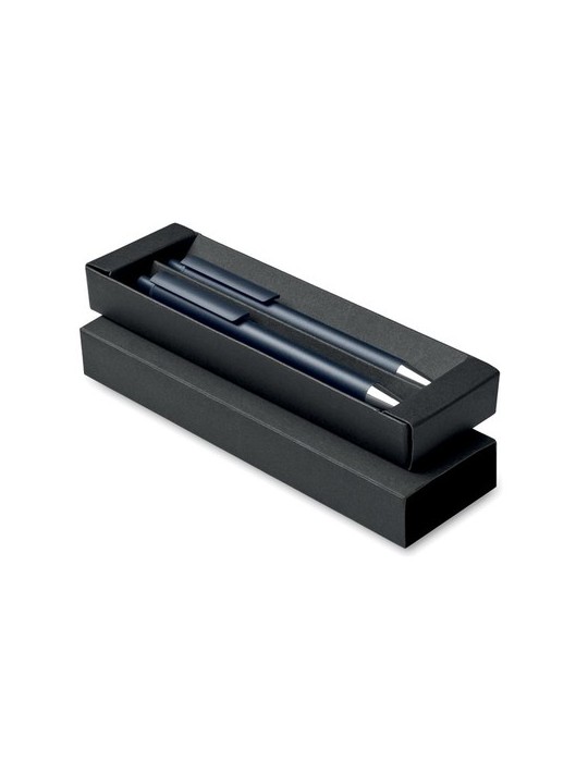 Set de stylos s en aluminium recyclé - ORWELL Matières : aluminium recyclé  Couleurs : bleu marine