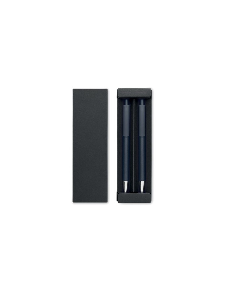Set de stylos s en aluminium recyclé - ORWELL Matières : aluminium recyclé  Couleurs : bleu marine personnalisation sur mesure