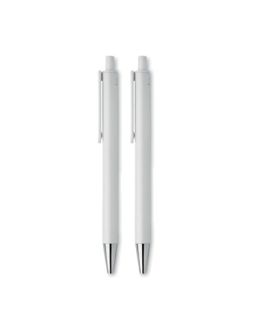 Set de stylos s en aluminium recyclé - ORWELL Matières : aluminium recyclé  Couleurs : blanc personnalisation rapide en France