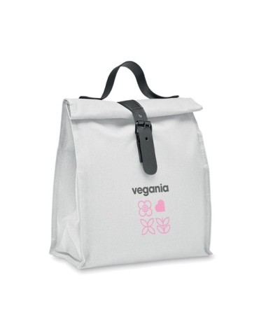 Sac isotherme publicitaire  600D RPET CHILL Matières : PET recyclé Couleurs : blanc impression logo haute qualité
