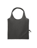 Shopping pliable publicitaire 140 gr/m² CARRIE COLOUR Matières : coton recyclé Couleurs : noir impression logo haute qualité