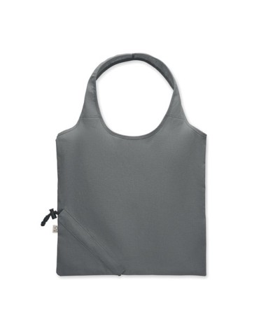 Shopping pliable publicitaire 140 gr/m² CARRIE COLOUR Matières : coton recyclé Couleurs : pierre marquage couleur éclatante