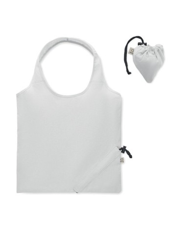 Shopping pliable publicitaire 140 gr/m² CARRIE COLOUR Matières : coton recyclé Couleurs : blanc impression haute définition
