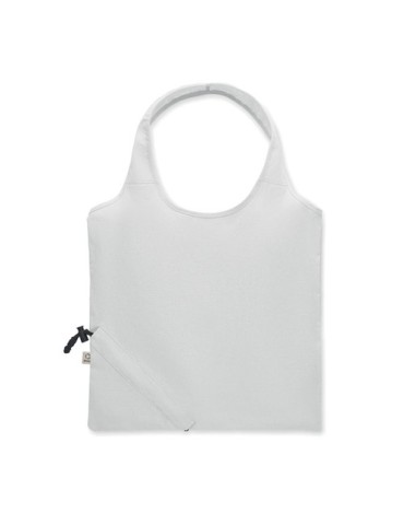 Shopping pliable publicitaire 140 gr/m² CARRIE COLOUR Matières : coton recyclé Couleurs : blanc cadeau affaires élégant