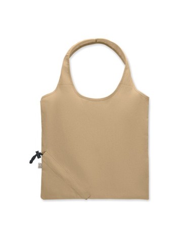 Shopping pliable publicitaire 140 gr/m² CARRIE COLOUR Matières : coton recyclé Couleurs : kaki personnalisation sur mesure