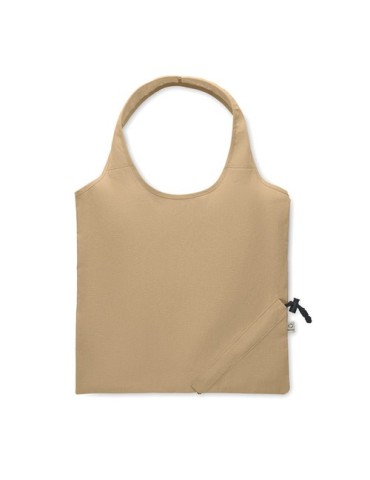 Shopping pliable publicitaire 140 gr/m² CARRIE COLOUR Matières : coton recyclé Couleurs : kaki goodies entreprise design