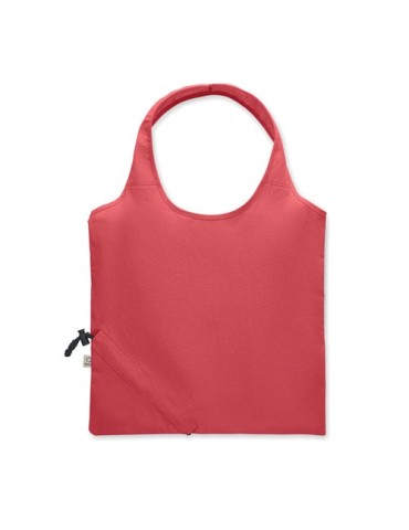 Shopping pliable publicitaire 140 gr/m² CARRIE COLOUR Matières : coton recyclé Couleurs : rouge goodies personnalisé en stock