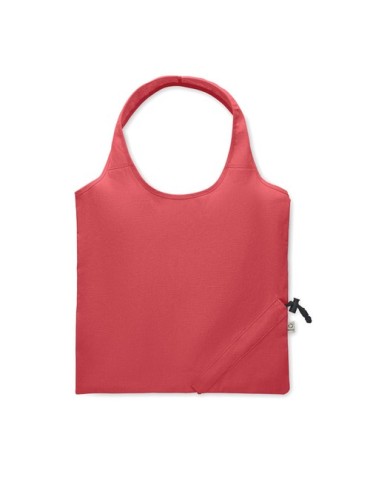 Shopping pliable publicitaire 140 gr/m² CARRIE COLOUR Matières : coton recyclé Couleurs : rouge objet publicitaire robuste