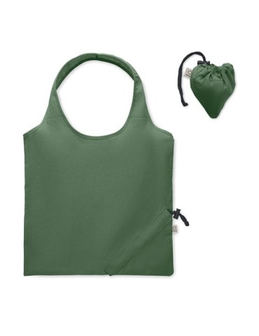 Shopping pliable publicitaire 140 gr/m² CARRIE COLOUR Matières : coton recyclé Couleurs : vert foncé livraison express 24h 48h