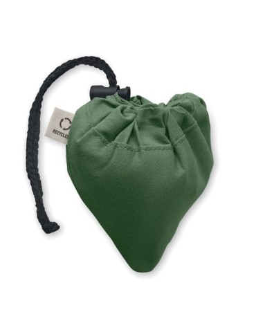 Shopping pliable publicitaire 140 gr/m² CARRIE COLOUR Matières : coton recyclé Couleurs : vert foncé objet promotionnel éco-resp