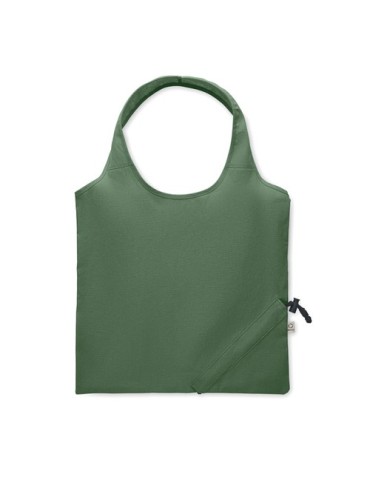 Shopping pliable publicitaire 140 gr/m² CARRIE COLOUR Matières : coton recyclé Couleurs : vert foncé personnalisation sur mesure