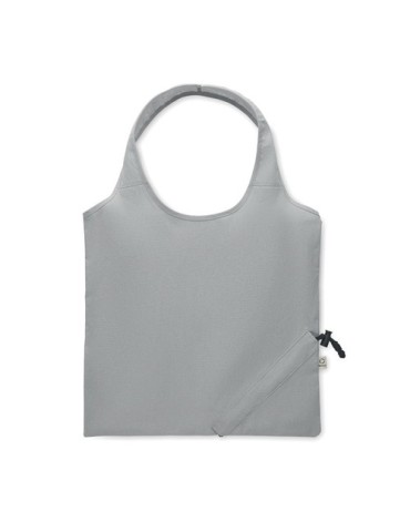 Shopping pliable publicitaire 140 gr/m² CARRIE COLOUR Matières : coton recyclé Couleurs : gris cadeau affaires élégant