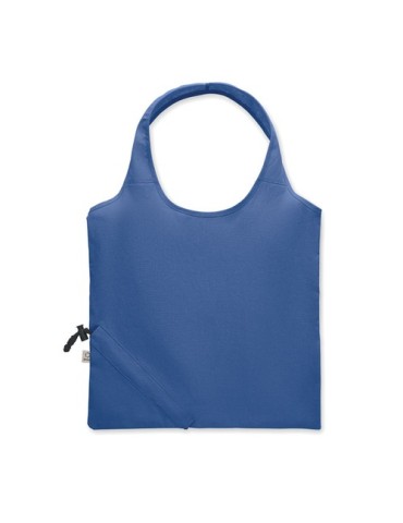 Shopping pliable publicitaire 140 gr/m² CARRIE COLOUR Matières : coton recyclé Couleurs : bleu royal impression logo haute quali