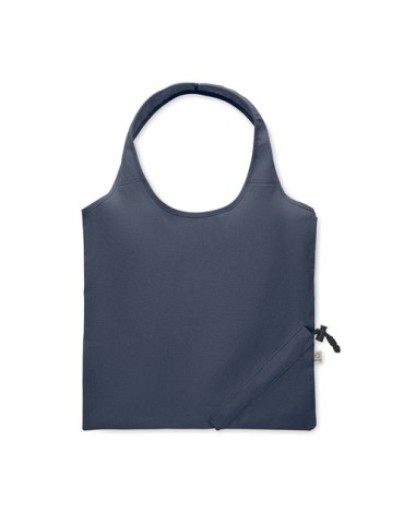 Shopping pliable publicitaire 140 gr/m² CARRIE COLOUR Matières : coton recyclé Couleurs : bleu accessoire événementiel unique