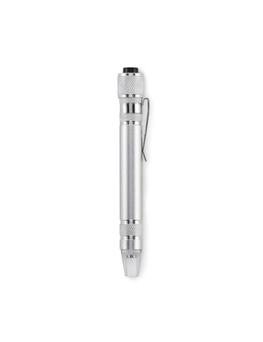 Stylo multi-outils recyclé personnalisé TUBULAR Matières : aluminium recyclé  Couleurs : argenté cadeau collaborateur premium