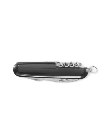 Couteau de poche multi-outils publicitaire personnalisé MULTICHILLO Matières : aluminium recyclé  Couleurs : noir goodies entrep