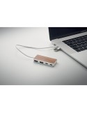 Hub USB publicitaire 4 ports 27,5 cm UBAH Matières : aluminium recyclé  Couleurs : bois cadeau entreprise pas cher
