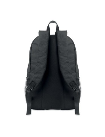 Sac à dos publicitaire en polyester 600D RPET HIGE Matières : PET recyclé Couleurs : noir cadeau collaborateur premium