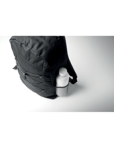 Sac à dos publicitaire en polyester 600D RPET HIGE Matières : PET recyclé Couleurs : noir personnalisation sur mesure