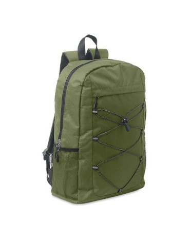 Sac à dos publicitaire en polyester 600D RPET HIGE Matières : PET recyclé Couleurs : vert armée personnalisable avec votre logo