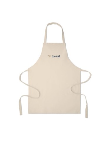 Tablier publicitaire en coton recyclé SOUS Matières : coton recyclé Couleurs : beige cadeau entreprise pas cher